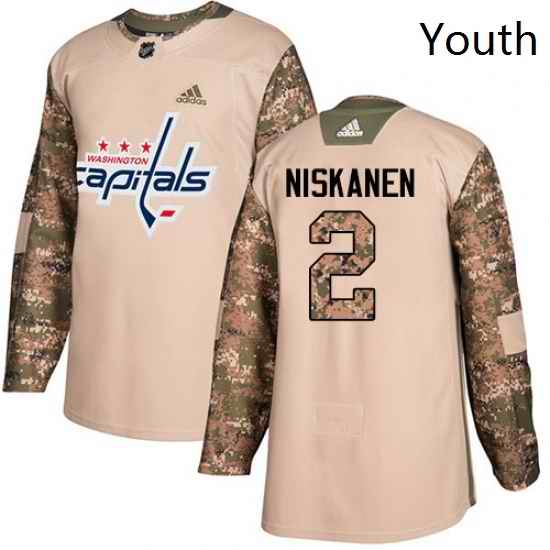 Youth Adidas Washington Capitals 2 Matt Niskanen Authentic Camo Veterans Day Practice NHL Jersey